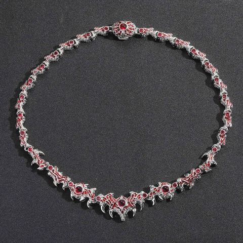Collana Gothic Hip Hop in Rame Zirconia Con Spilla Occhio Rosso Pendente Spina Catena Cubana Punk Gioielli Unisex