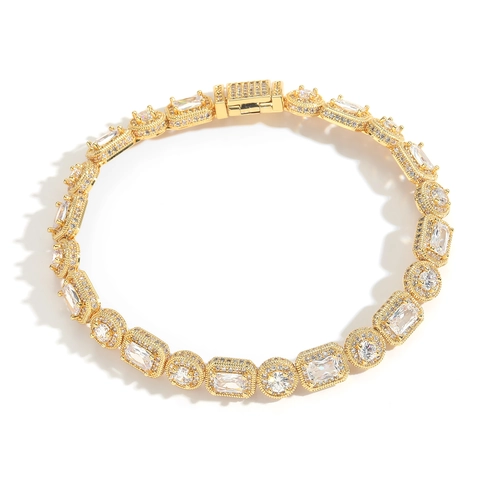 Hip Hop Iced Out Tennis Armband Kupfer Zirkonia Quadrat Rund Stein Kette Für Herren Damen Punk Mode Schmuck Geschenk Zubehör
