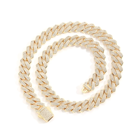 Hip Hop Cuban Link Chain Necklace For Men Women Iced Out Zirconia Inlaid Copper Gold Silver Plated Rhombus Jewelry Gift