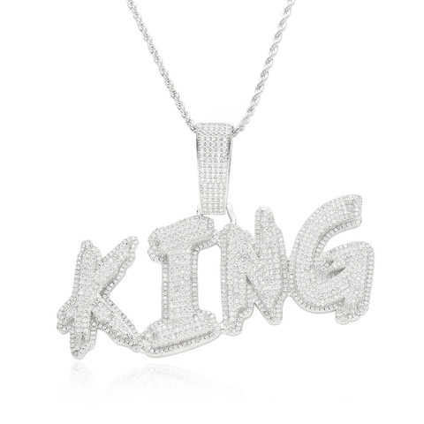 Collier Pendentif Lettre en Cuivre et Zirconia Hip Hop pour Hommes Femmes Alphabet Iced Out Or Argent Or Rose Chaîne Corde en Acier Inoxydable