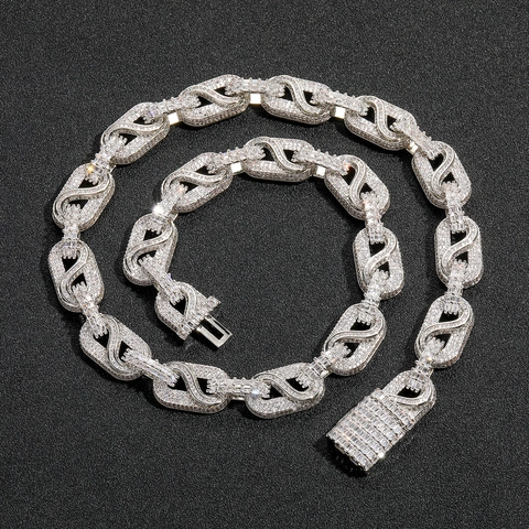 Hiphop Iced Out S Link Infinity Halskette Für Herren Kupfer Eingelegte Zirkonia Pavé Kette Streetwear Schmuck