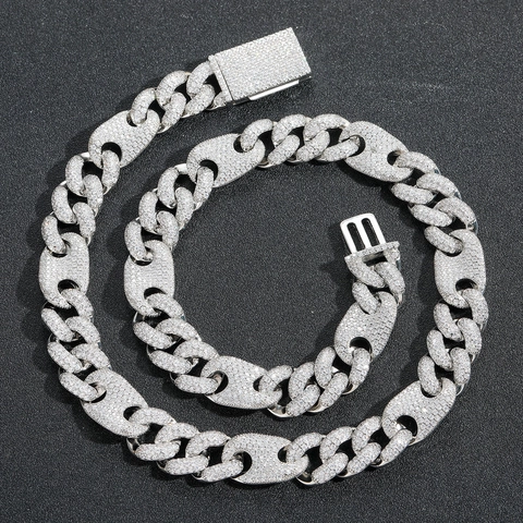 Collana Hip Hop 15mm Con Zirconia Maglia Cubana Per Uomo Donna Rame Placcato Oro Argento Gioielli Catena Marina