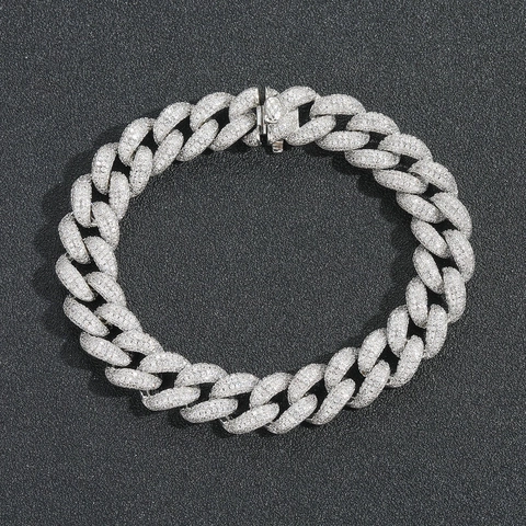 Hip Hop 12mm Bubble Cuban Link Bracelet 4 Rows Zirconia Micro Pave Copper Men Women Rose Gold Silver Plated Jewelry Gift