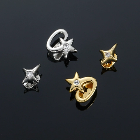 Grillz per Denti a Stella Hip Hop Rame Zirconia Placcato Oro Accessorio Singolo per Bocca per Uomo Donna Gioielli da Festa