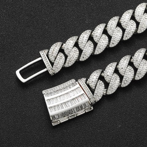 Hip Hop Miami Cuban Link Necklace Copper Zirconia Pave Iced Out Gold Silver Plated Chain For Men Women Streetwear Jewelry
