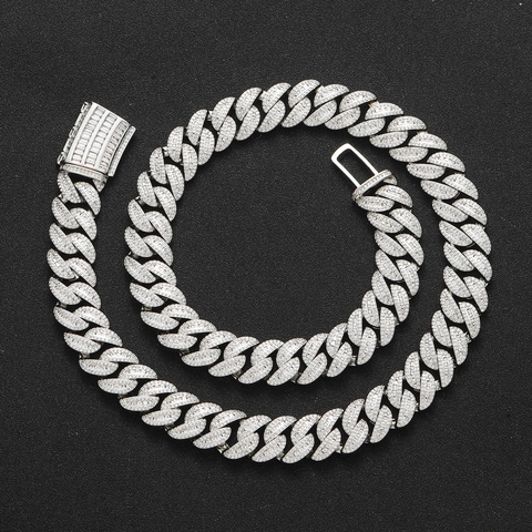 Hip Hop Miami Cuban Link Necklace Copper Zirconia Pave Iced Out Gold Silver Plated Chain For Men Women Streetwear Jewelry