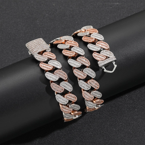 Iced Out Hip Hop Panzerkette Kupfer Zirkonia Gold Silber Plattiert Dicke Streetwear Mode Schmuck Für Herren Damen