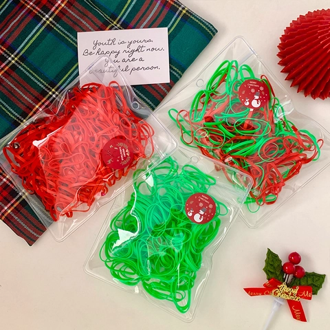 Kerst Rood Groen Elastische Haarelastiekjes Voor Kinderen Meisjes Handgemaakte Acryl Haarknopen Eenvoudige Kerstmis Feest Haaraccessoires