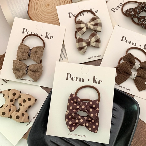 Elastici per Capelli a Fiocco Fatti a Mano per Bambini Vintage Floreale Plaid Pois Corde per Capelli Elastici Gioielli per Capelli Bambini