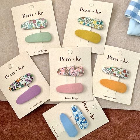 Korean Style Fabric Floral And Solid Color Drop Hair Clips For Girls Sweet Cloth Hairpins Kids Hair Accessories