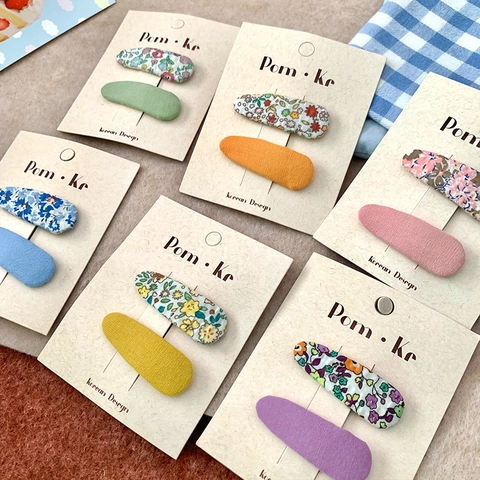 Korean Style Fabric Floral And Solid Color Drop Hair Clips For Girls Sweet Cloth Hairpins Kids Hair Accessories