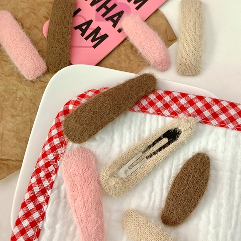Dolci Fermagli per Capelli in Pelliccia Sintetica di Peluche per Bambine Clip BB Geometriche in Tessuto a Maglia Gioielli per Capelli