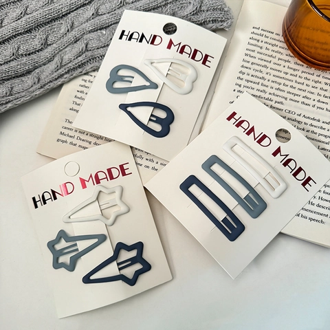 Matte Legierung Stern Herz Geometrische Haarklammern Für Kinder Mädchen Minimalistisch Morandi Ton Pony Clip Süß Haarschmuck