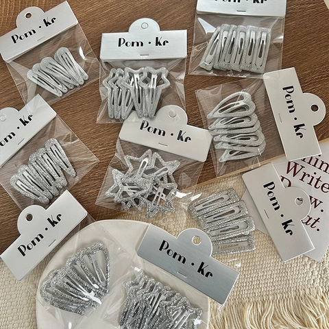 Mode Glänzend Silber Glitzer Stern Herz Geometrische Haarspangen Für Mädchen Damen Koreanischer Stil Glitzernde Haarnadeln Set