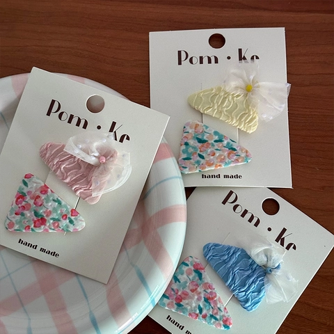 Barrettes À Cheveux Mignonnes De Style Coréen Pour Enfants Avec Motifs Floraux Et Nœuds Accessoires Faits Main En Tissu Pour Filles