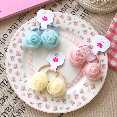 Elastici per Capelli Fatti a Mano con Fiori di Rosa Dolce in Maglia di Pizzo per Ragazze Donna Accessori per Capelli Floreali