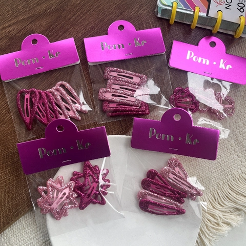 Fermagli per Capelli alla Moda per Bambini Con Glitter a Forma di Stella Cuore Fiore Colorati in Metallo a Scatto per Ragazze Decorazione Quotidiana