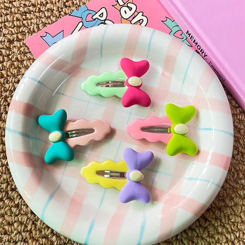 Cute Matte Bow Hair Clips For Kids Sweet Macaron Color BB Clips Fashion Side Bangs Clips Girls Hair Accessories Gift