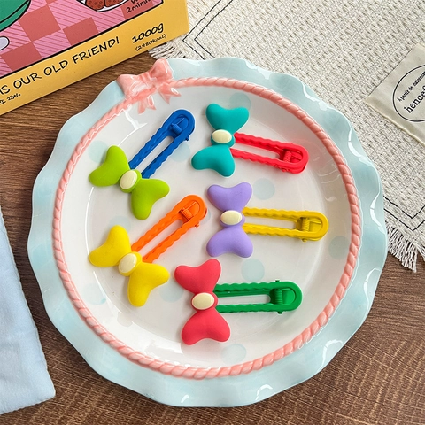 Lindas Pinzas para el Cabello de Pato con Lazo Color Caramelo para Niñas Accesorios para el Cabello de Resina Mate