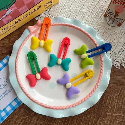 Lindas Pinzas para el Cabello de Pato con Lazo Color Caramelo para Niñas Accesorios para el Cabello de Resina Mate