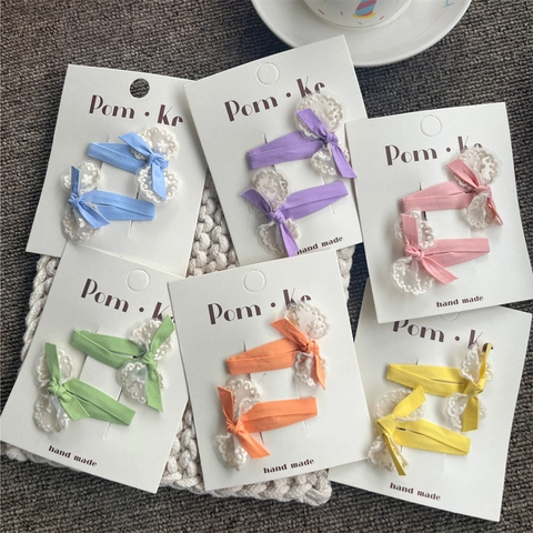 Süße Spitze Schleife Haarspangen Für Mädchen Handgefertigte Stoff BB Clips Nette Florale Haarschmuck Für Kinder Alltag