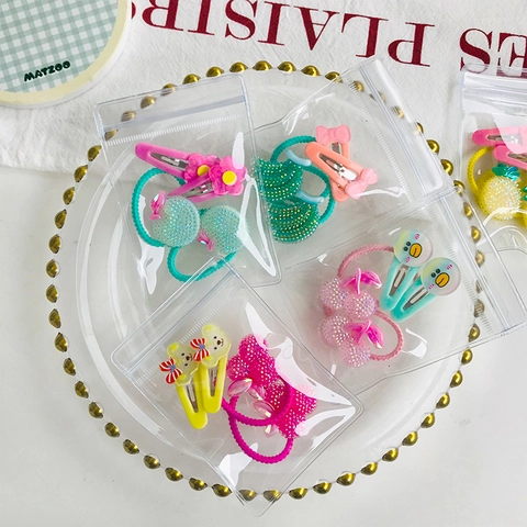 Süßer Cartoon Frucht Blume Haarschmuck Für Kinder Mädchen Schleife Glitzer Harz Haarspangen Elastische Haargummis Mode Täglich Haar Deko