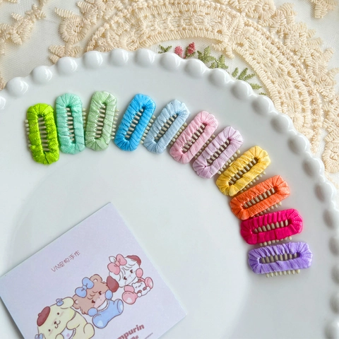 Handmade Satin Wrapped Pet Hair Clips Cute Dog BB Clips Colorful Hair Accessories For Daily Grooming Decoration