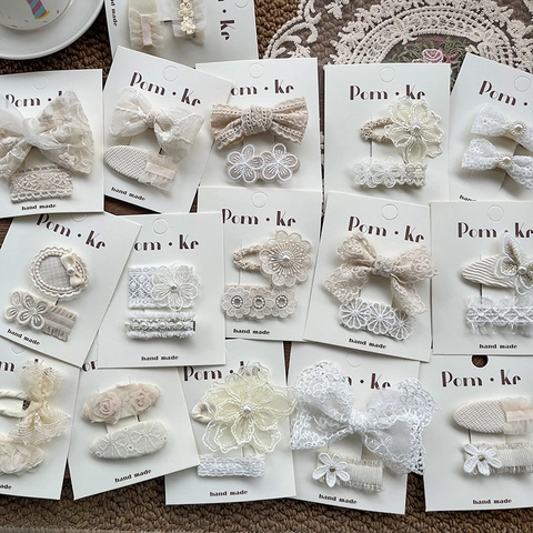 Fermagli per Capelli a Mano Dolce Pizzo Fiocco Fiore Per Ragazze Tessuto Perla Artificiale Motivo a Quadretti Accessori