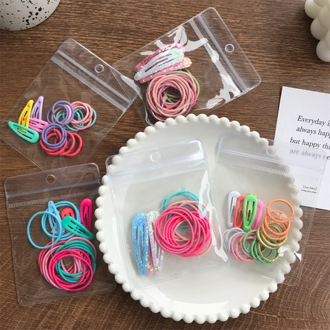 Simple Sequin Hair Clip Hair Tie Set Cute Transparent Bag Hair Rope Elastic Rubber Band Versatile Hair Accessories For Children Girls