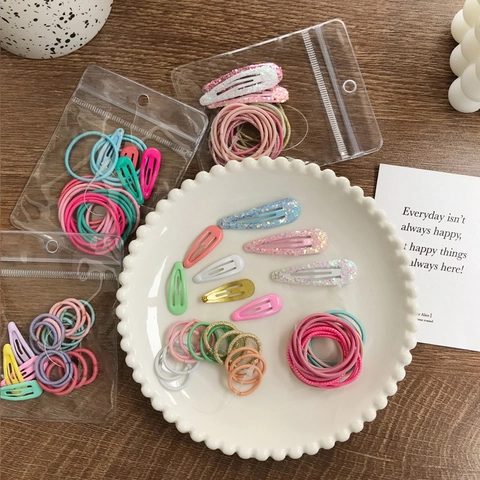 Simple Sequin Hair Clip Hair Tie Set Cute Transparent Bag Hair Rope Elastic Rubber Band Versatile Hair Accessories For Children Girls