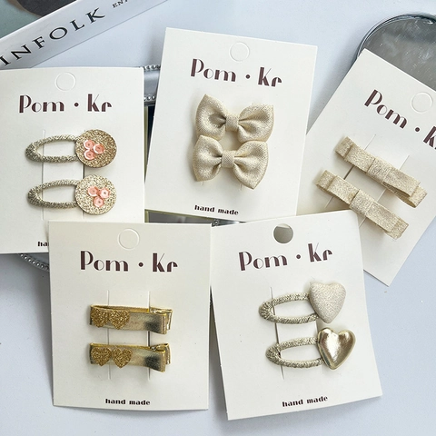 Juego de Pinzas para el Pelo Niños Lazo Corazón Lentejuelas Pinzas de Pico de Pato Moda Coreana Accesorios Cabello Cuero Tela