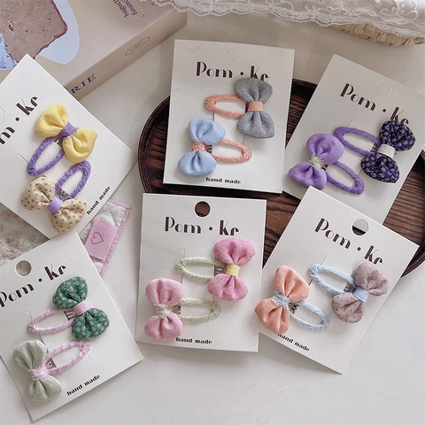 Kinder Niedliche Stoff Schleife Haarspangen Set Blumenmuster BB Clips Handgefertigte Haarnadeln Mode Haaraccessoires Für Mädchen