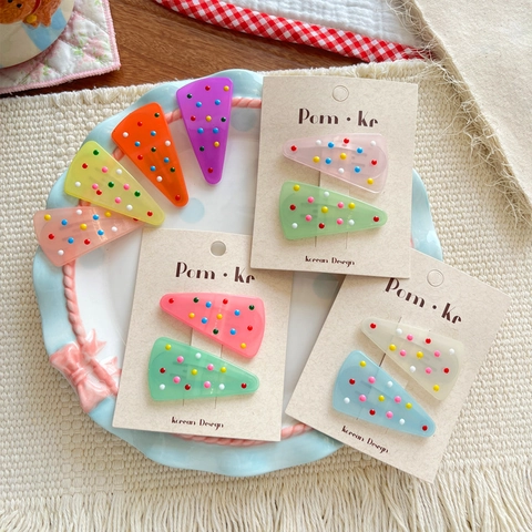 Lindas Pinzas Para El Cabello Con Triángulo De Lunares Para Niños Color Gelatina Horquillas De Resina Estilo Coreano Hechas A Mano
