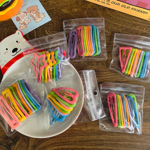 Clips para el Cabello BB de Metal Color Caramelo Forma de Corazón Estrella Geométrica Horquillas para Niños Niñas Accesorios de Moda