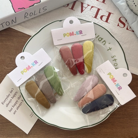Set de Pinzas para el Cabello BB Envueltas en Tela para Niños Color Sólido Barrettes para Niñas Pinzas Laterales Accesorios