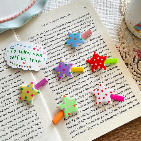 Lindas Pinzas para el Cabello de Estrella con Lunares para Niños Dulce Color Caramelo Clips de Presión Antideslizantes Accesorios de Moda Niñas