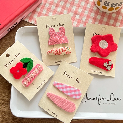 Dolci Fermagli per Capelli in Tessuto a Forma di Coniglio e Fiore in Stile Coreano per Bambine Graziosi Accessori con Paillettes