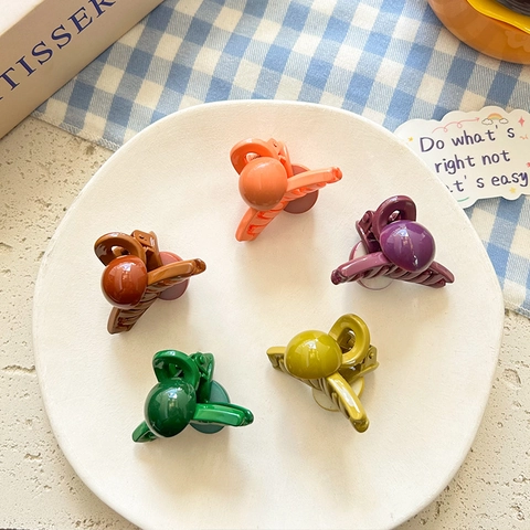 Einfacher Koreanischer Stil Bunte Runde Bohnen Mini Haarklammern Für Mädchen Kinder Kunststoff Kleine Haarspangen Täglich Kopfschmuck Zubehör