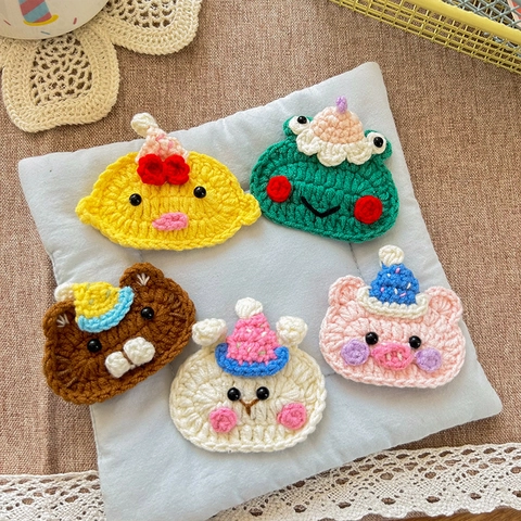 Handgefertigte Gehäkelte Cartoon Tier Haarspange Süßer Bär Hase Frosch Für Kinder Kleinkinder Baby Haarschmuck