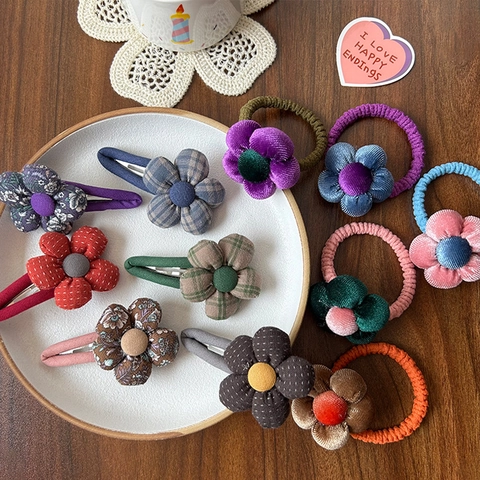 Vintage Elastico per Capelli a Fiore di Peluche per Ragazze Clip per Capelli in Tessuto Fiore Velluto Dolce Accessori