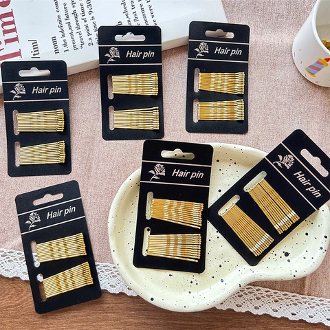 Forcine per Capelli in Metallo Coreano Oro Nero a Onde Minimalista Antiscivolo Clip Laterali per Donne Ragazze Accessori Capelli