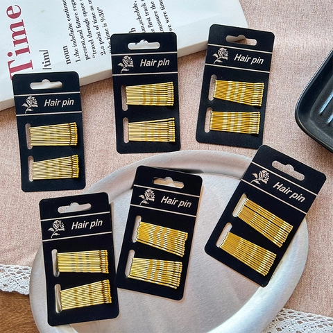 Forcine per Capelli in Metallo Coreano Oro Nero a Onde Minimalista Antiscivolo Clip Laterali per Donne Ragazze Accessori Capelli