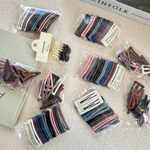 Minimalist Matte Hair Clips For Girls Morandi Color Geometric Rectangle Triangle Hairpins Mini Claw Clips Hair Accessories
