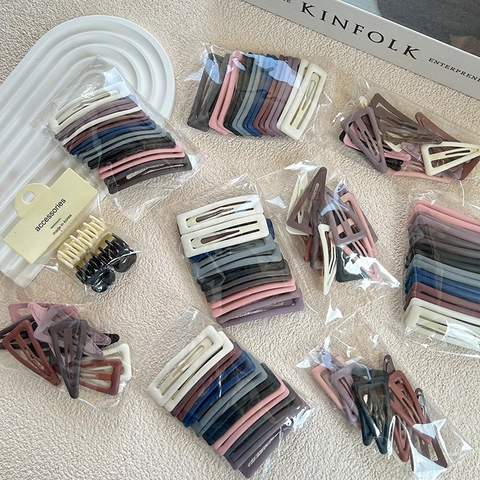 Minimalist Matte Hair Clips For Girls Morandi Color Geometric Rectangle Triangle Hairpins Mini Claw Clips Hair Accessories