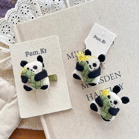 Simpatici Accessori per Capelli in Peluche Panda 3D Spilla Elastico per Capelli Dolce Clip per Capelli Animali per Bambini Ragazze Gioielli Decorativi Quotidiani