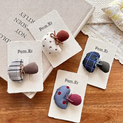 Simpatici Fermagli per Capelli in Tessuto a Forma di Fungo Plaid Floreale Design Fiocco Accessori per Capelli Fatti a Mano Ragazze