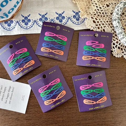 Girls Colorful Water Drop Snap Clips Matte Alloy Hair Pins Korean Style Cute Bangs Side Clips Hair Accessories For Kids