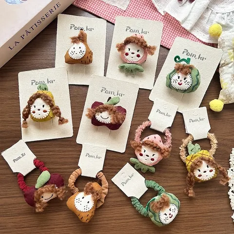 Molletta per Capelli in Peluche a Forma di Frutta Cartone Animato Elastico in Tessuto Imbottito per Bambine Ragazze Accessorio Decorativo