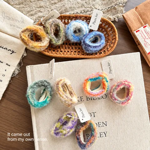Scrunchies per Capelli in Peluche a Maglia per Bambine Elastici per Capelli Morbidi Tie Dye Texture Pittura a Olio