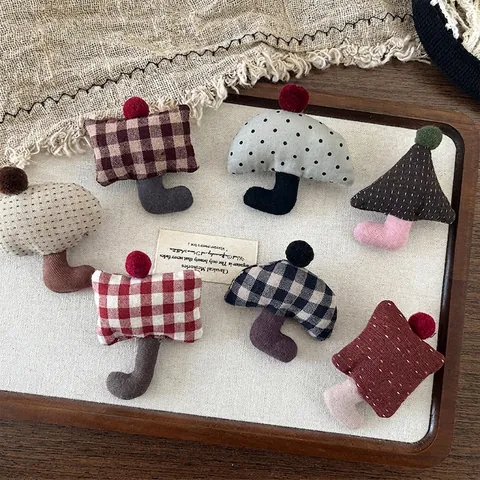 Süße Cartoon Pilz Regenschirm Stoffbrosche Handgefertigte Pompon Stoff Accessoires Für Mädchen Kleidung Taschen Socken Deko